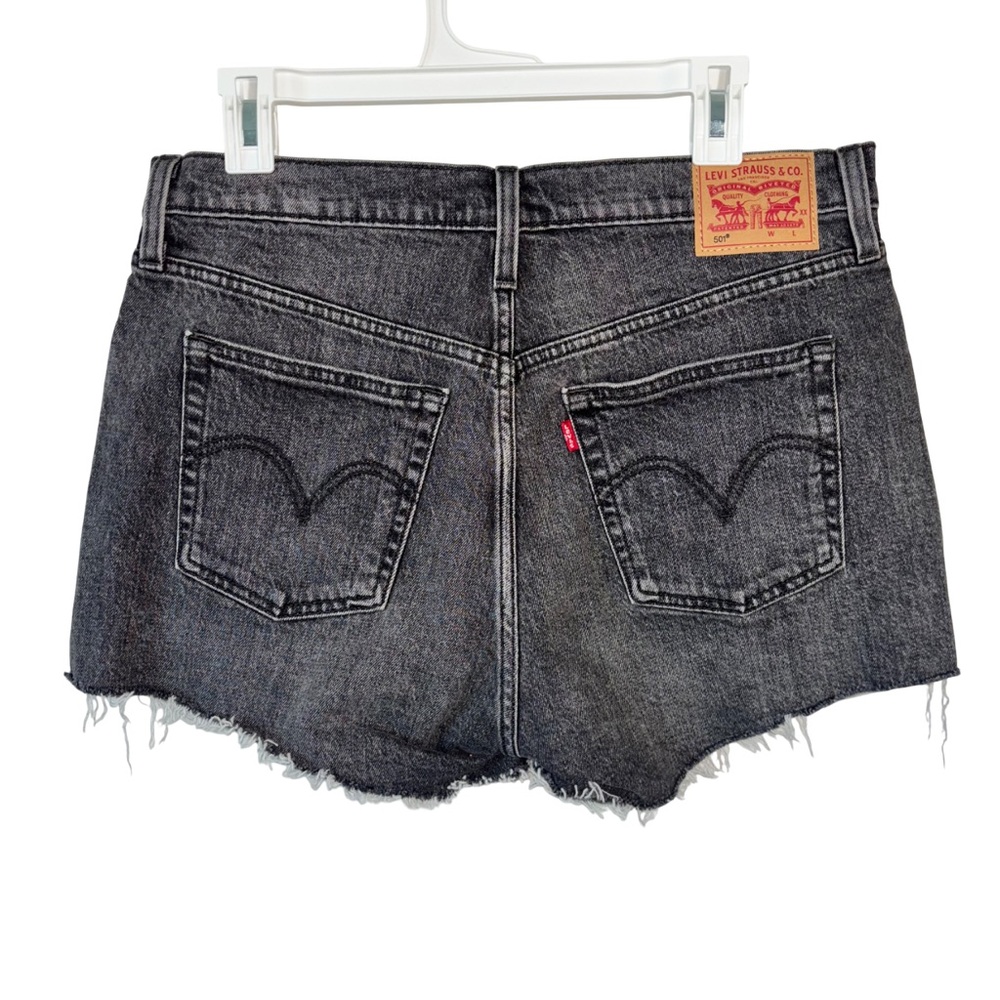 Levi's | 501 Womens Black High Rise Raw Hem Button Fly Jean Denim Shorts Size 31